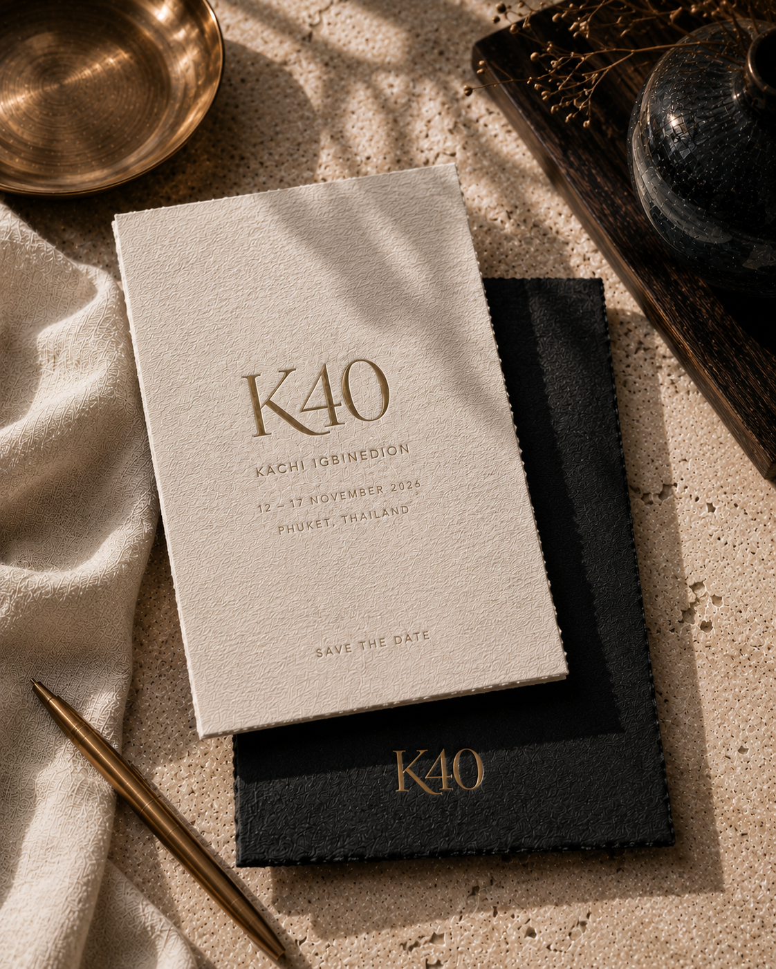 K40 Save the Date stationery for Kachi Igbinedion in Phuket, 12 to 17 November 2026